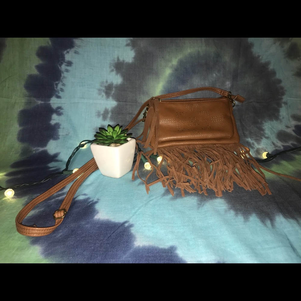 Brown fringe purse
